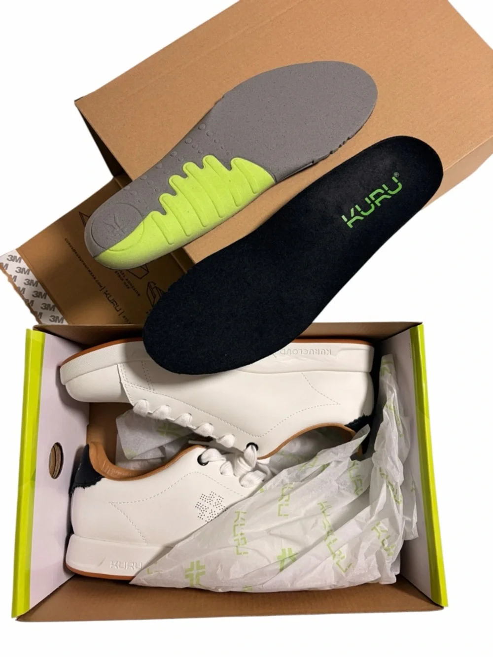 KURU new Roam White Leather Sneakers with Black Detail - Picture 3 of 16